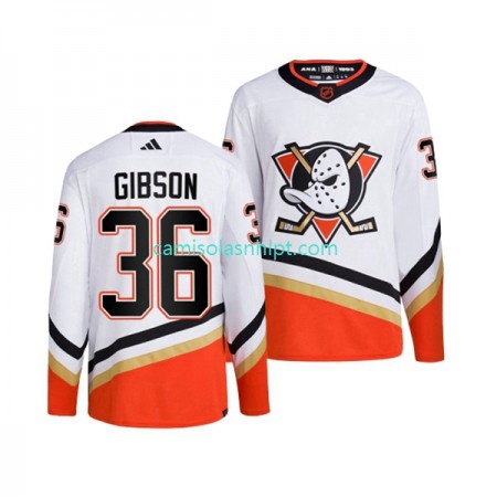 Camiseta Anaheim Ducks JOHN GIBSON 36 Adidas 2022-2023 Reverse Retro Branco Authentic - Homem